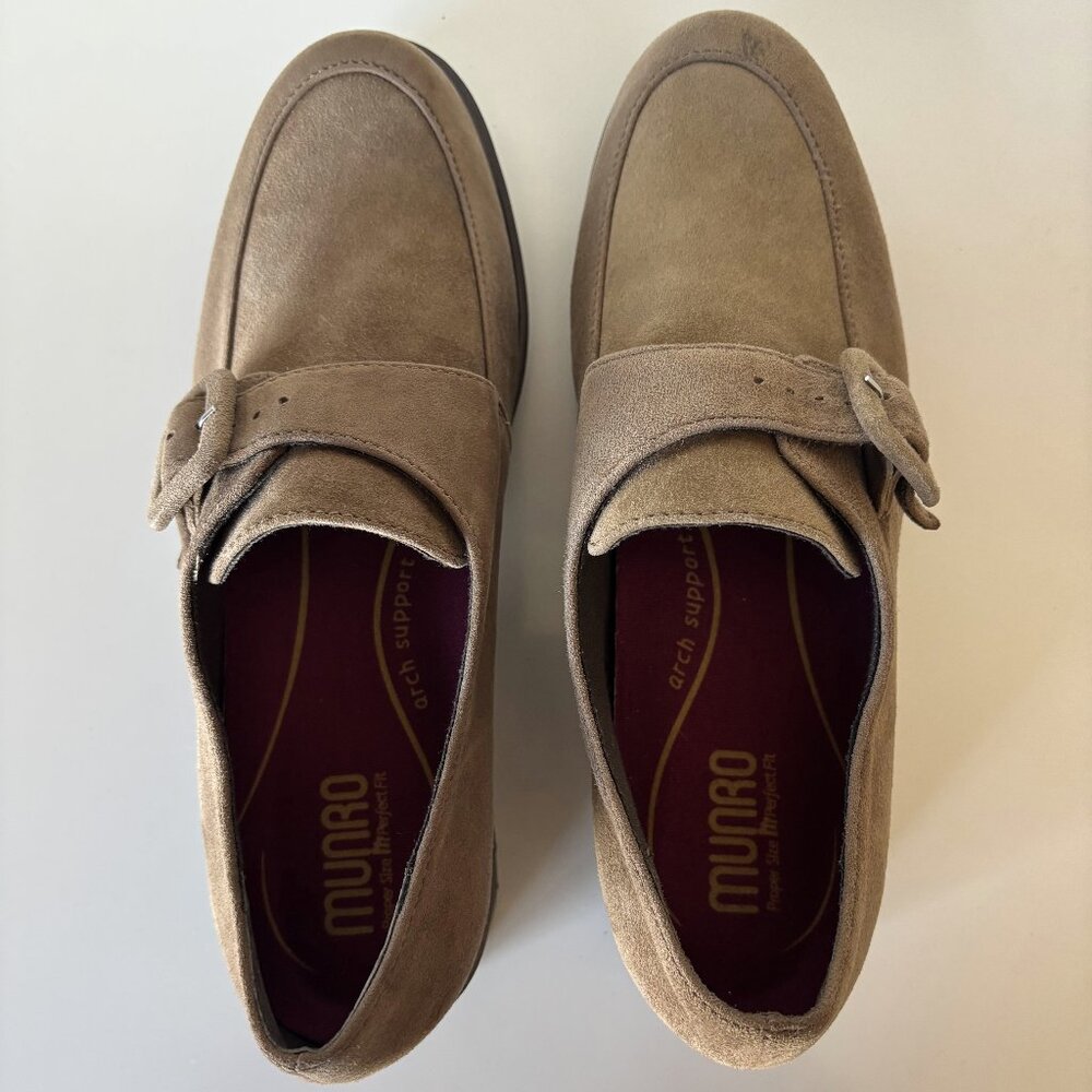 Munro American Size 7.5M Tan Brown Suede Loafer Monk Strap Buckle Winslow Loafer - Picture 6 of 9